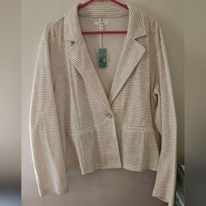 Maurices Cream Striped Knit Blazer Jacket